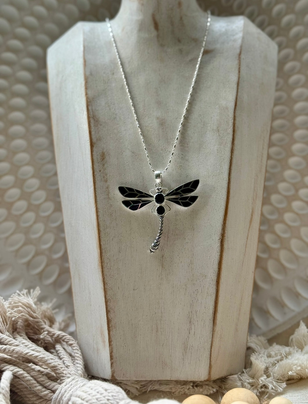 Sterling Silver Dragonfly Pendant Necklace – Black Onyx-Apparel & Accessories-Dreamtime Boho -Dreamtime Boho