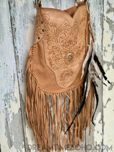 Load image into Gallery viewer, Fringe Crossbody Leather Boho Bag Goddess-Crossbody Bag-Dreamtime Boho-Natural-Dreamtime Boho