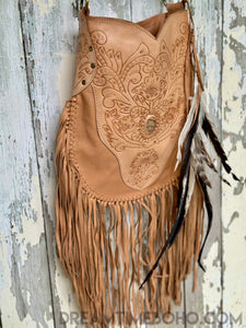 Fringe Crossbody Leather Boho Bag Goddess-Crossbody Bag-Dreamtime Boho-Natural-Dreamtime Boho