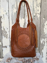 Load image into Gallery viewer, Sunflower Fringe Leather Shoulder Tote Bag