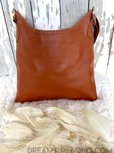 Hand Tooled Mandala Crossbody Leather Bag-Crossbody Bag-Dreamtime Boho -Brown-Dreamtime Boho