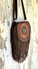 Load image into Gallery viewer, Leather Fringe Boho Bag – Mandala Magic Crossbody