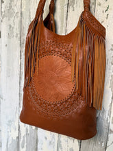 Load image into Gallery viewer, Sunflower Fringe Leather Shoulder Tote Bag