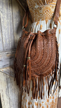 Load image into Gallery viewer, Gypsy Weave Leather Fringe Boho Bag