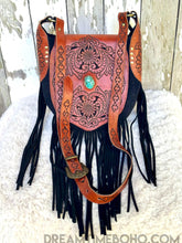 Load image into Gallery viewer, Black Leather Suede Fringe Boho Bag - Shakira-Boho Fringe Bag-Dreamtime Boho-Dreamtime Boho