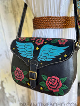 Load image into Gallery viewer, Angel Wings &amp; Roses Hand Painted Leather Crossbody Bag &amp; Wallet Set-Handbags, Wallets &amp; Cases-Dreamtime Boho -Dreamtime Boho
