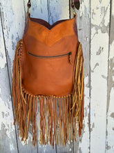 Load image into Gallery viewer, Hand Tooled Dream Angel Fringe Leather Boho Bag
