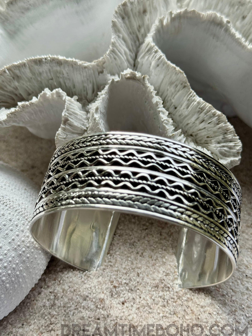 Luna Tide Handmade Sterling Silver Cuff Bracelet-jewellery-Dreamtime Boho -Dreamtime Boho