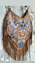 Load image into Gallery viewer, Wings &amp; Wildflowers Hand Painted Leather Fringe Bag-Apparel &amp; Accessories-Dreamtime Boho -Dreamtime Boho