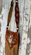 Load image into Gallery viewer, Hand Tooled Buffalo Feather Fringe Boho Bag