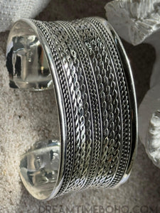 Mystic River - Sterling Silver Boho Cuff Bangle-Apparel & Accessories-Dreamtime Boho -Dreamtime Boho