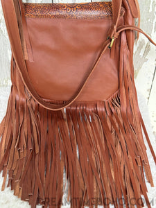 Hand Tooled Gypsy Cove Leather Crossbody Boho Bag-Fringed Bag-Dreamtime Boho-Dreamtime Boho