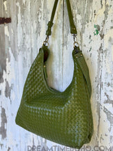 Load image into Gallery viewer, Handmade Woven Leather Crossbody Boho Bag - Olive Green-Apparel &amp; Accessories-Dreamtime Boho -Dreamtime Boho