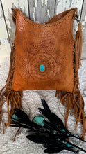 Load image into Gallery viewer, Mandala Feather Cross Body Leather Boho Bag