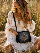Load image into Gallery viewer, Dreamtime Boho Hand-Tooled Dragonfly Leather Crossbody Bag