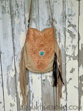 Load image into Gallery viewer, Fringe Crossbody Leather Boho Bag Goddess-Crossbody Bag-Dreamtime Boho-Natural half fringe-Dreamtime Boho