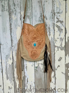 Fringe Crossbody Leather Boho Bag Goddess-Crossbody Bag-Dreamtime Boho-Natural half fringe-Dreamtime Boho