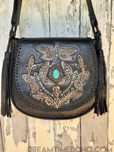 Load image into Gallery viewer, Hand Tooled Dragonfly Crossbody Leather Boho Bag-Handbags, Wallets &amp; Cases-Dreamtime Boho -Dreamtime Boho