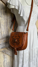 Load image into Gallery viewer, Hamsa Hand Leather Crossbody Boho Handbag
