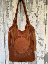 Load image into Gallery viewer, Sunflower Fringe Leather Shoulder Tote Bag