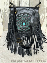 Load image into Gallery viewer, Handcrafted Mandala Leather Fringe Boho Bag-Handbags-Dreamtime Boho-Dreamtime Boho