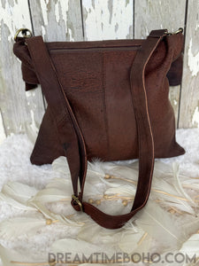 Antique Brown Leather Crossbody Fold Over Bag-Apparel & Accessories-Dreamtime Boho-Dreamtime Boho