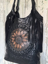 Load image into Gallery viewer, Sunflower Fringe Leather Shoulder Tote Bag