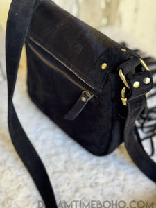 Cowhide & Suede Fringe Crossbody Western Bag-Crossbody Bag-Dreamtime Boho -Dreamtime Boho