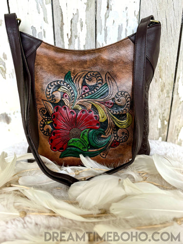 Handcrafted Antique Brown Leather Crossbody Bag-Leather Tote Bag-Dreamtime Boho-Dreamtime Boho