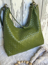 Load image into Gallery viewer, Handmade Woven Leather Crossbody Boho Bag - Olive Green-Apparel &amp; Accessories-Dreamtime Boho -Dreamtime Boho