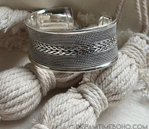 Tideweaver – Handcrafted Sterling Silver Boho Cuff Bracelet-jewellery-Dreamtime Boho -Dreamtime Boho