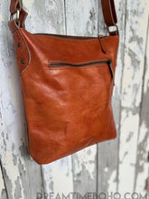 Load image into Gallery viewer, Hand Tooled Mandala Leather Crossbody Boho Bag-Crossbody Bag-Dreamtime Boho -Black-Dreamtime Boho