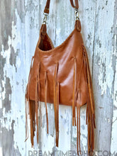 Load image into Gallery viewer, Tan Leather Boho Fringe Crossbody Bag – Handcrafted Bohemian Style-Handbags, Wallets &amp; Cases-Dreamtime Boho -Dreamtime Boho