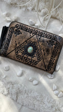 Load image into Gallery viewer, Liberty Large Hand Tooled Leather Boho Wallet Purse with Turquoise Stone feature