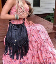 Load image into Gallery viewer, Gypsy Weave Fringe Leather Boho Bag-Handbags, Wallets &amp; Cases-Dreamtime Boho-Black-Dreamtime Boho
