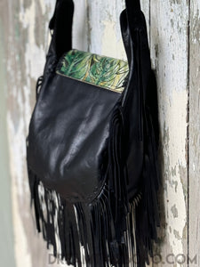 Hand Painted Tiger Fringe Leather Boho Bag-Leather Crossbody Bag-Dreamtime Boho-Dreamtime Boho