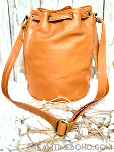 Coastal Palm Leather Crossbody Bucket Bag-Crossbody Bag-Dreamtime Boho-Dreamtime Boho