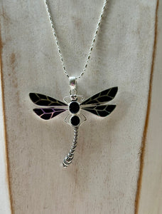 Sterling Silver Dragonfly Pendant Necklace – Black Onyx-Apparel & Accessories-Dreamtime Boho -Dreamtime Boho