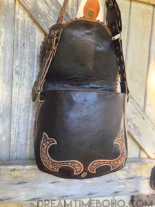 Luxe Love Story Handmade Leather Crossbody Boho Bag-Apparel & Accessories-Dreamtime Boho -Dreamtime Boho