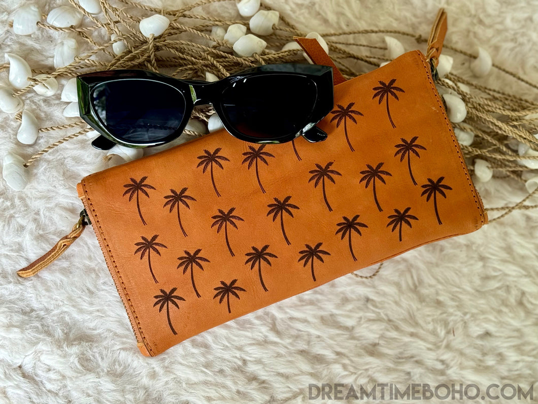 Coastal Palm Dual Leather Glasses Case-Dreamtime Boho -Dreamtime Boho