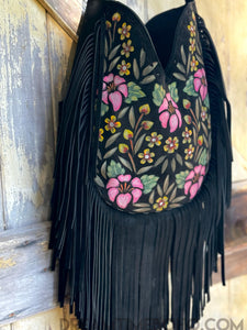 Boho Beauty Handpainted Fringe Shoulder Bag-Handbags, Wallets & Cases-Dreamtime Boho -Dreamtime Boho