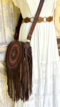 Load image into Gallery viewer, Leather Fringe Boho Bag – Mandala Magic Crossbody