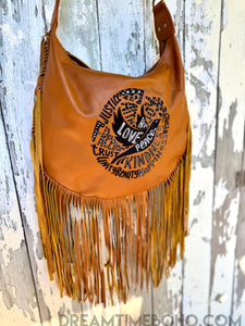 Good Vibes Leather Crossbody Boho Bag-Apparel & Accessories-Dreamtime Boho -Dreamtime Boho