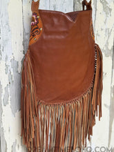 Load image into Gallery viewer, Goddess Hand Tooled Fringe Leather Boho Bag-Fringed Bag-Dreamtime Boho-Dreamtime Boho
