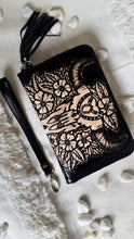 Load image into Gallery viewer, Hand tooled leather boho wallet with buffalo and floral design By Dreamtime Boho 