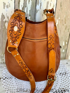 Tooled Leather Boho Bag Sahara Hand Crafted-Leather Boho bag-Dreamtime Boho-Brown-Dreamtime Boho