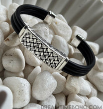 Load image into Gallery viewer, Woven Pathways Cuff – Sterling Silver Rubber Mens Cuff Bracelet-Apparel &amp; Accessories-Dreamtime Boho -Dreamtime Boho