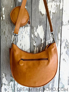 Coastal Palm Leather Cross Body Bag Hobo Bag-Crossbody Bag-Dreamtime Boho -Dreamtime Boho
