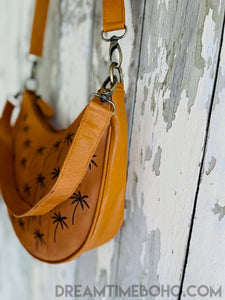 Coastal Palm Leather Cross Body Bag Hobo Bag-Crossbody Bag-Dreamtime Boho -Dreamtime Boho