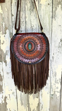 Load image into Gallery viewer, Leather Fringe Boho Bag – Mandala Magic Crossbody